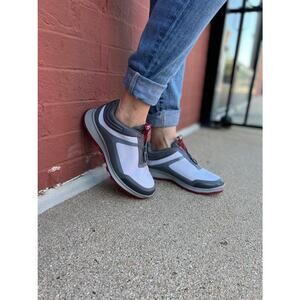 Cougar Razzle Nylon Waterproof Sneaker Shoes Front Zip Zinc Gray White Size 9